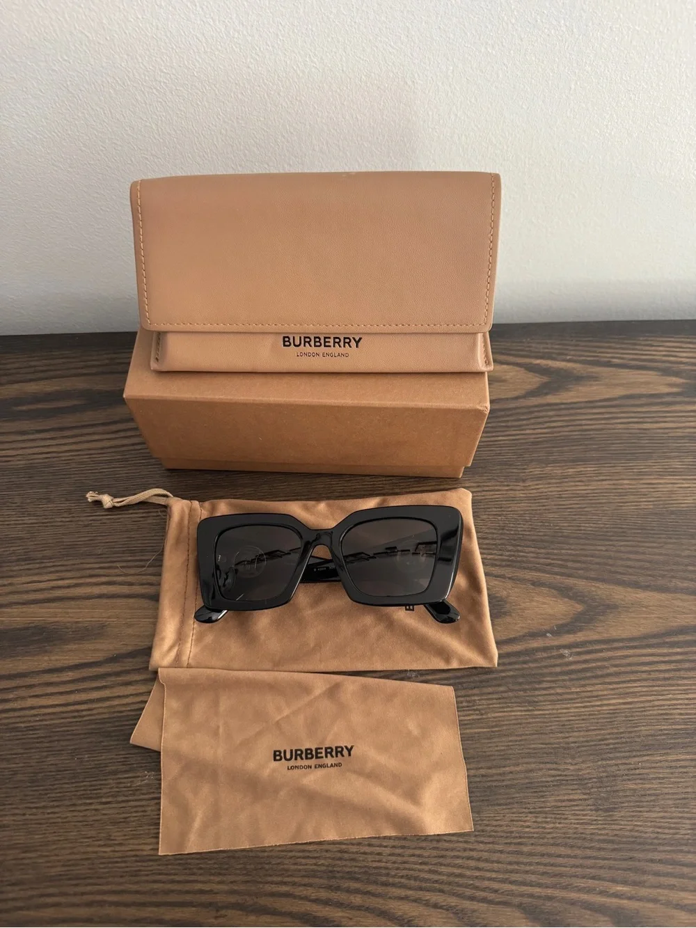 Burberry Black Oversized Square Sunglasses with Dark Lenses